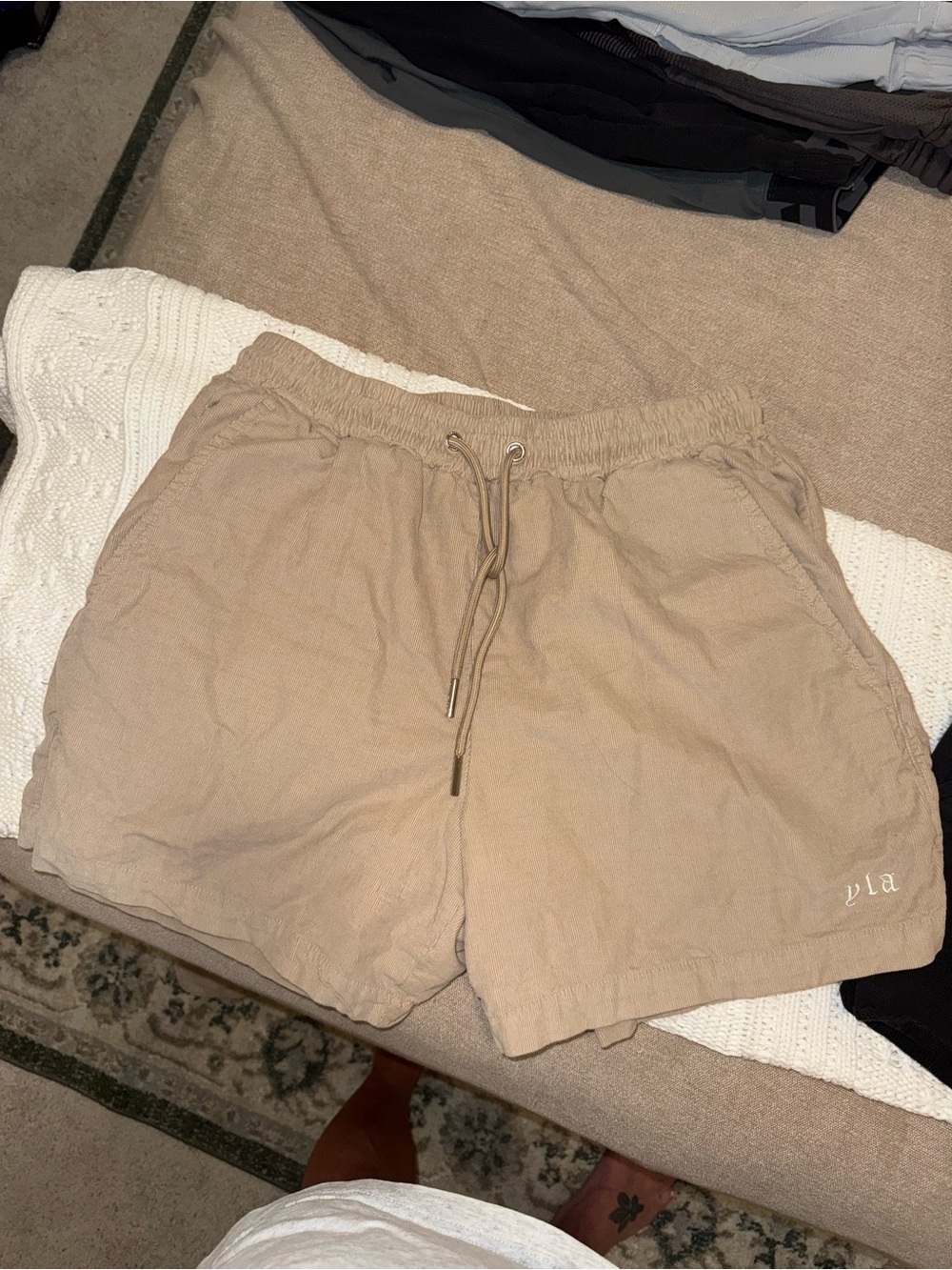 YoungLA Black Logo Drawstring Shorts & Tan Lounge Shorts - Picture 2 of 5